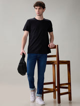 Men's Blue Casual Solid Skinny Fit Jeans