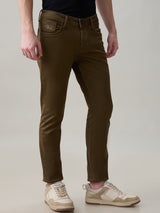 Men's Green Casual Solid Skinny Fit Jeans