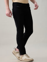 Men's Black Casual Solid Skinny Fit Jeans