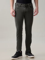 Men's Gray Casual Solid Skinny Fit Jeans