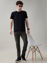 Men's Gray Casual Solid Skinny Fit Jeans