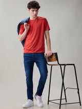 Men's Blue Casual Solid Skinny Fit Jeans