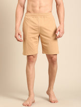 Men's Beige Cotton Regular Fit Shorts