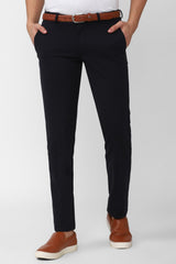 Men's Black Casual Solid Slim Fit Trouser