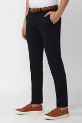 Men's Black Casual Solid Slim Fit Trouser