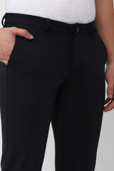 Men's Black Casual Solid Slim Fit Trouser