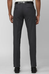 Men's Grey Formal Solid Slim Fit Trouser