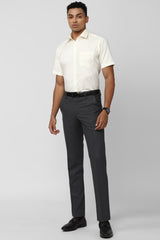 Men's Grey Formal Solid Slim Fit Trouser