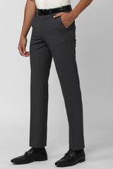 Men's Grey Formal Solid Slim Fit Trouser