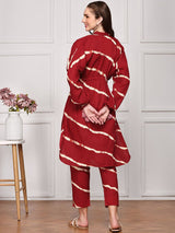 Women's Red 2 Pieces Set Kurta with Bottom