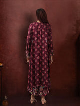 Women's Ethnic Wear Purple Straight Viscose Satin Co-ords Set