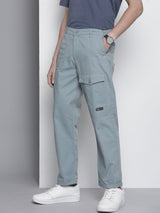 Men's Straight Fit Solid Mid Rise Trousers