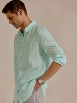 Men's Green Casual Slim Fit Solid Full Sleeves Shirt