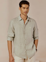 Men's Grey Casual Regular Fit Solid Full Sleeves Shirt