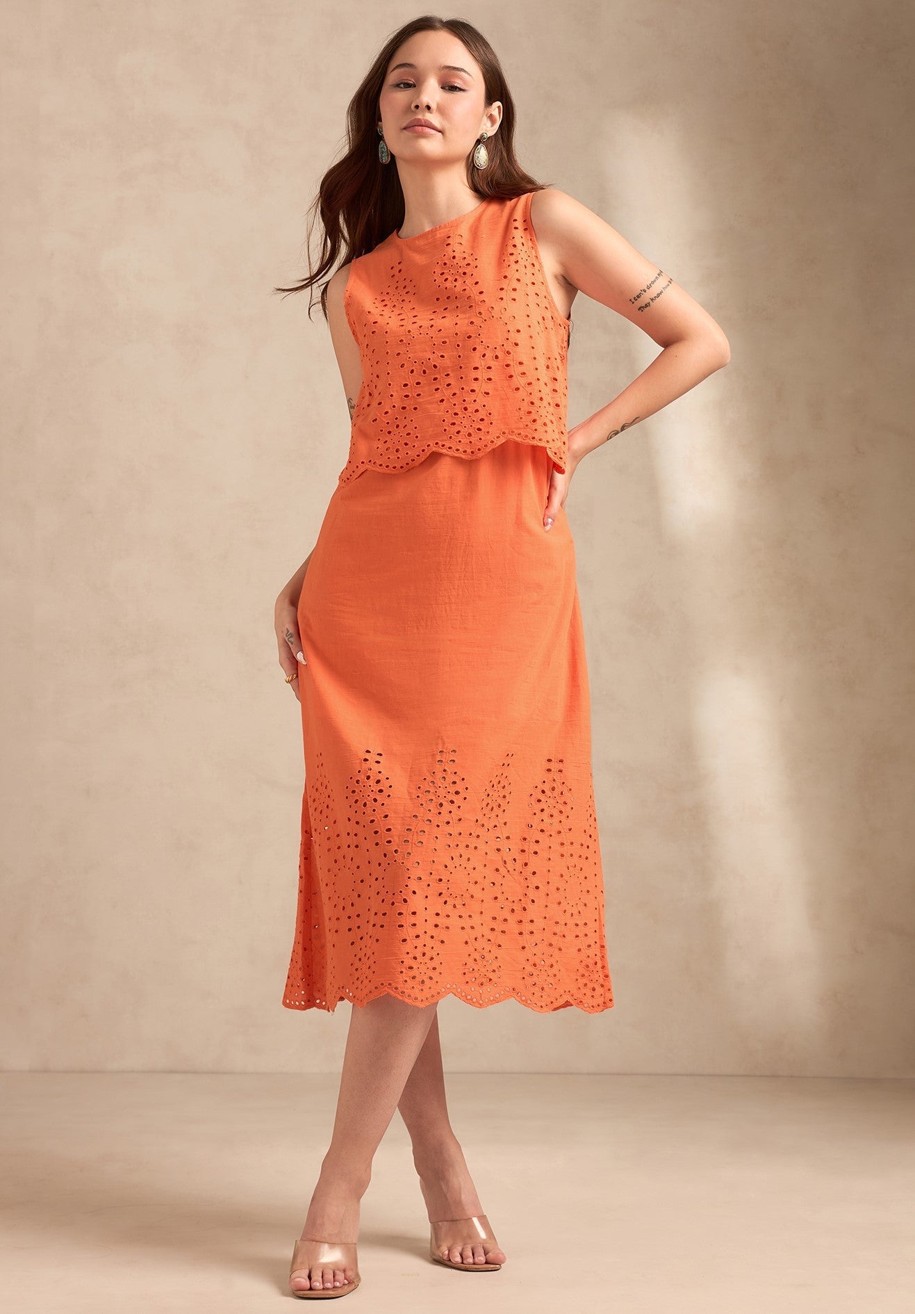 Women's Orange Party A-Line Dress