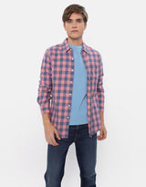 Men's Pink Casual Slim Fit Checked Full Sleeves Shirt