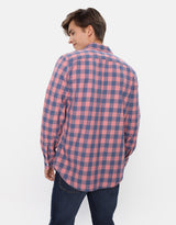 Men's Pink Casual Slim Fit Checked Full Sleeves Shirt