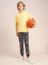 Boys Yellow Solid Oversized Fit Casual Tshirt