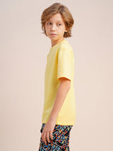 Boys Yellow Solid Oversized Fit Casual Tshirt