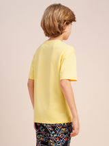 Boys Yellow Solid Oversized Fit Casual Tshirt