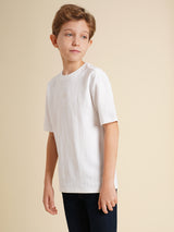 Boys White Printed Oversized Fit Casual Tshirt
