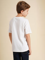 Boys White Printed Oversized Fit Casual Tshirt