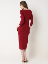 Women's Red Sheath Midi Dress