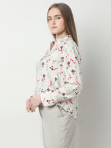 Women's White Floral Printed Shirt