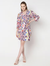 Women's Multicolor Floral Shirt Dress