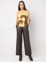 Women's Beige Animal Print T-Shirt