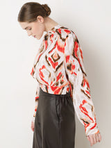Women's Beige Abstract Print Top