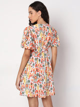 Women's Multicolor Printed Short Dress