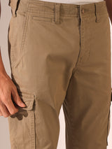 Men's Beige Casual Straight Fit Solid Trousers