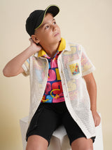 Boys Multicolor Printed Casual Polo Tshirt