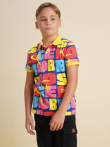 Boys Multicolor Printed Casual Polo Tshirt