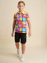 Boys Multicolor Printed Casual Polo Tshirt