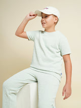 Boys Blue Solid Regular Fit Casual Tshirt