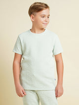 Boys Blue Solid Regular Fit Casual Tshirt