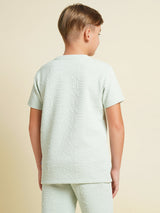 Boys Blue Solid Regular Fit Casual Tshirt