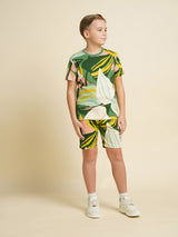 Boys Green Printed Regular Fit Casual Tshirt