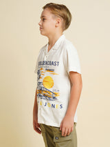 Boys White Printed Regular Fit Casual Shirt