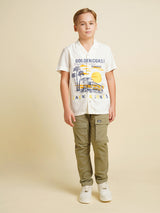 Boys White Printed Regular Fit Casual Shirt