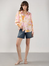 Women's Pink Floral Print Shirt