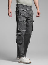 Men's Grey  Casual Straight Fit Solid  Cargo