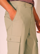 Men's Beige Casual Straight Fit Solid Trousers