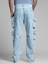 Men's Blue Casual Straight Fit Solid Jeans