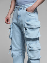 Men's Blue Casual Straight Fit Solid Jeans