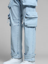 Men's Blue Casual Straight Fit Solid Jeans