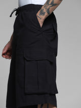 Men's Black Casual Regular Fit Solid  Shorts