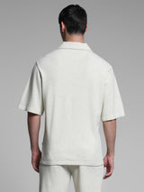 Men's White Work Oversized Fit Solid Half Sleeves Shirt